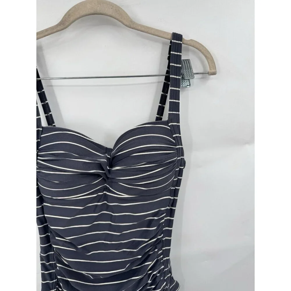 Bond Eye Australia One Piece Striped Swimsuit Women‎ 6 Grey Beach Resortwear